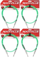 4 Rockville RCGT3.0G 3' 1/4" TS to 1/4'' TS Guitar/Instrument Cable