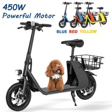 Electric Scooter for Adults 450W PWR Foldable With Seat  Basket 12.5" 20 Miles
