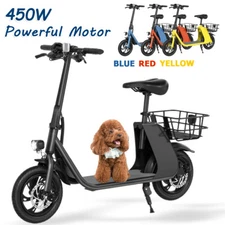 Electric Scooter for Adults 450W PWR Foldable With Seat & Basket 12.5" 20 Miles