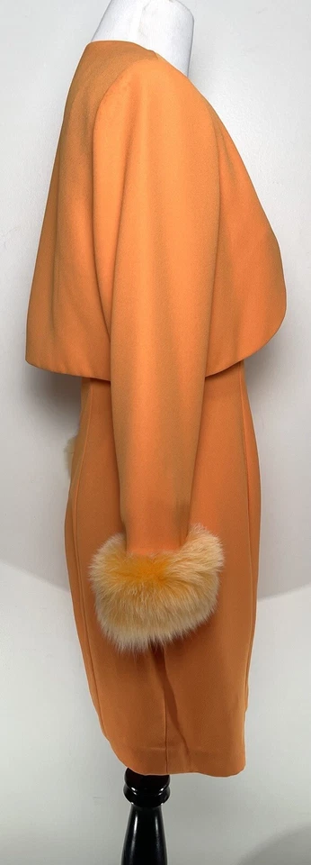 De Colección Años 60 Alyce Designs Mandarina Moveble Vestido Chaqueta Conjunto Puños de Piel Sintética EE. UU. 6 Foto 4 de 4