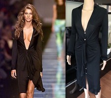 GIANNI VERSACE RUNWAY SS 2000 PLUNGING NECKLINE DRESS GOWN ICONIC! COLLECTIBLE!