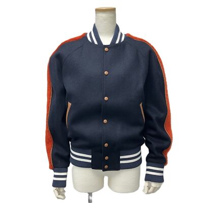 LOEWE Fur Lined Stadium Jacket Wool H2298130TW Navy 42 LOEWE Fur Lined Stadium Jacket Wool H2298130TW Navy 42