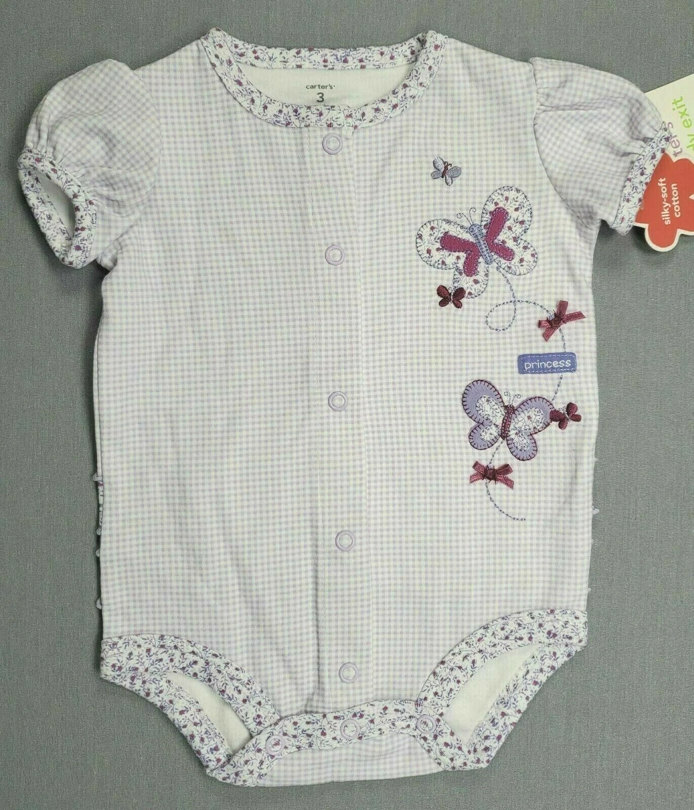 Baby Girl Clothes New Carter's 3 Month Purple Vintage Butterfly Romper Outfit