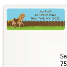 Pony Birthday Party Personalized Return Address Stickers - 27 labels