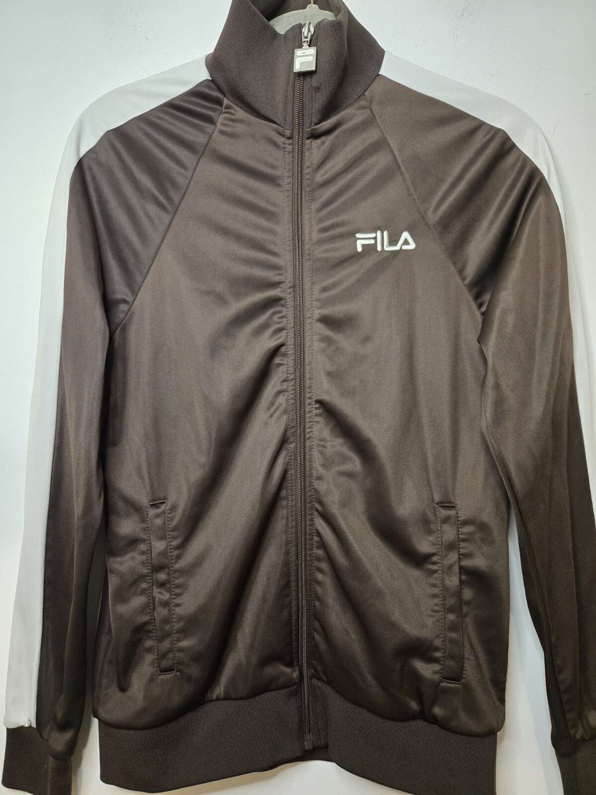 FILA giacca da pista marrone full zip UK uomo taglia XS