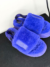 UGG Fluff Yeah Women's Purple Faux Fur Slide Slippers US 7 Open Toe