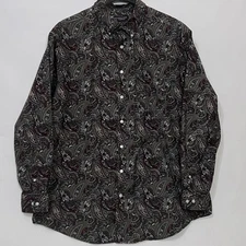 Roundtree & Yorke Men 2XT Long Sleeve Button Collar Dress Shirt Paisley Multicol