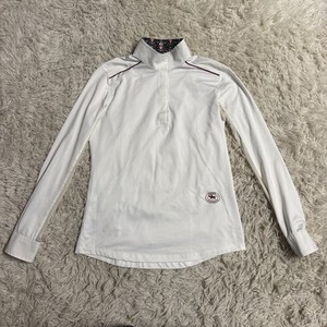 Women’s Medium White Essex Classics Long Sleeve Horseback Riding Show Shirt