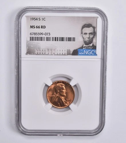 MS66 RD 1954-S Lincoln Wheat Cent NGC Special Lbl *7388