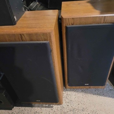 KLH FLOOR SPEAKERS WOODGRAIN HIFI VINTAGE AUDIO GREAT CONDITION TESTED!