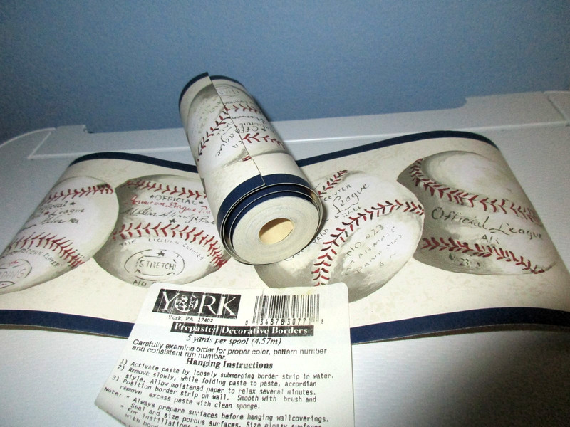 YORK vintage Baseballs wallpaper vinyl border 3 yards prepasted official league