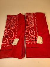 Lot Of 2 VTG Hav-a-Hank Red Paisley Bandanas With Tags 20"x22" RN 15187 USA