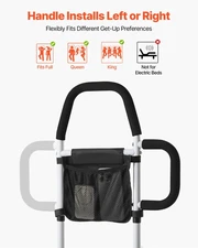 New Bed Rail New Elderly, Bedside Assist Rails with Side Handle and PU Handrail