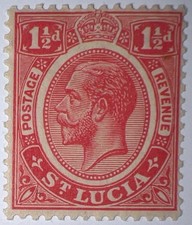 Travelstamps: 1921 St. Lucia Stamps SG 94, 1�d, dull carmine - KGV, MOGLH
