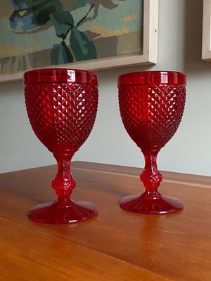 2 Vista Alegre Bicos Red Goblets | Luxury Glassware Portugal