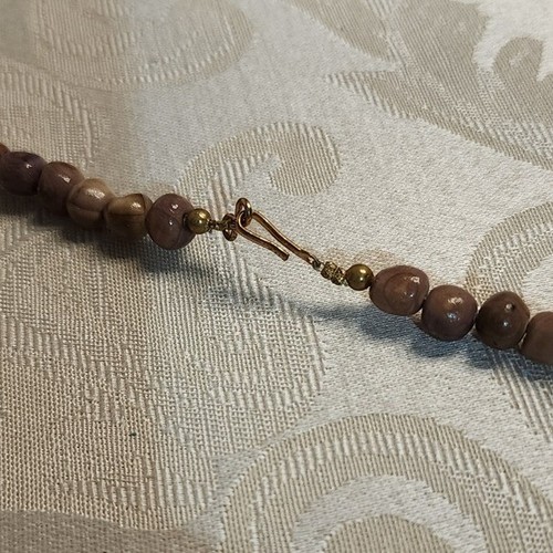 VINTAGE 1970s Chunky Cream Brown Beaded Necklace Earth Tone Statement Jewelry - Picture 2 of 11