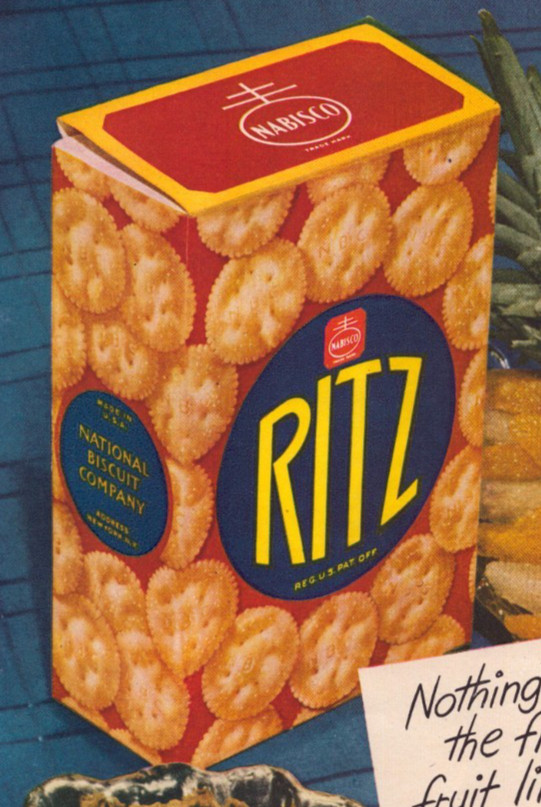 Ritz Crackers 1940s Vintage Print Ad Fruit Platter Snack Party Cracker 