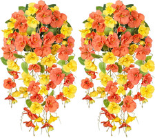 Hibiscus Fall Flowers Artificial Hanging Flowers Plants for Outdoors Autumn Deco