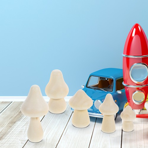  20-częściowy drewniany zestaw grzybów, niedokończone drewniane miniaturowe dekoracje grzybowe, - Zdjęcie 10 z 12