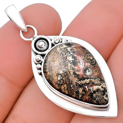 Natürlicher Leopardenfell Jaspis 925 Sterling Silber Anhänger Schmuck P-1350