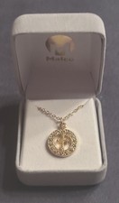 New- Girls Gold Tone First Communion Cross Crystals Pendant-Velour Gift Box