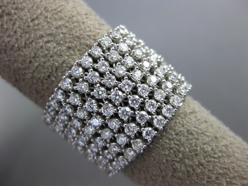 LARGE 3.28CT DIAMOND 18K WHITE GOLD MULTI ROW FLEXIBLE ETERNITY ANNIVERSARY RING - Picture 8 of 10
