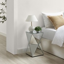DIAMOND Mirrored Bedside Table Side End Table Stand Living Room Bedroom