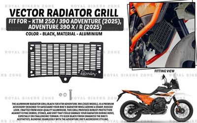 Black Vector Radiator Grill ''Fit For KTM Adventure 250/390, ADV 390 X/R (2025)''