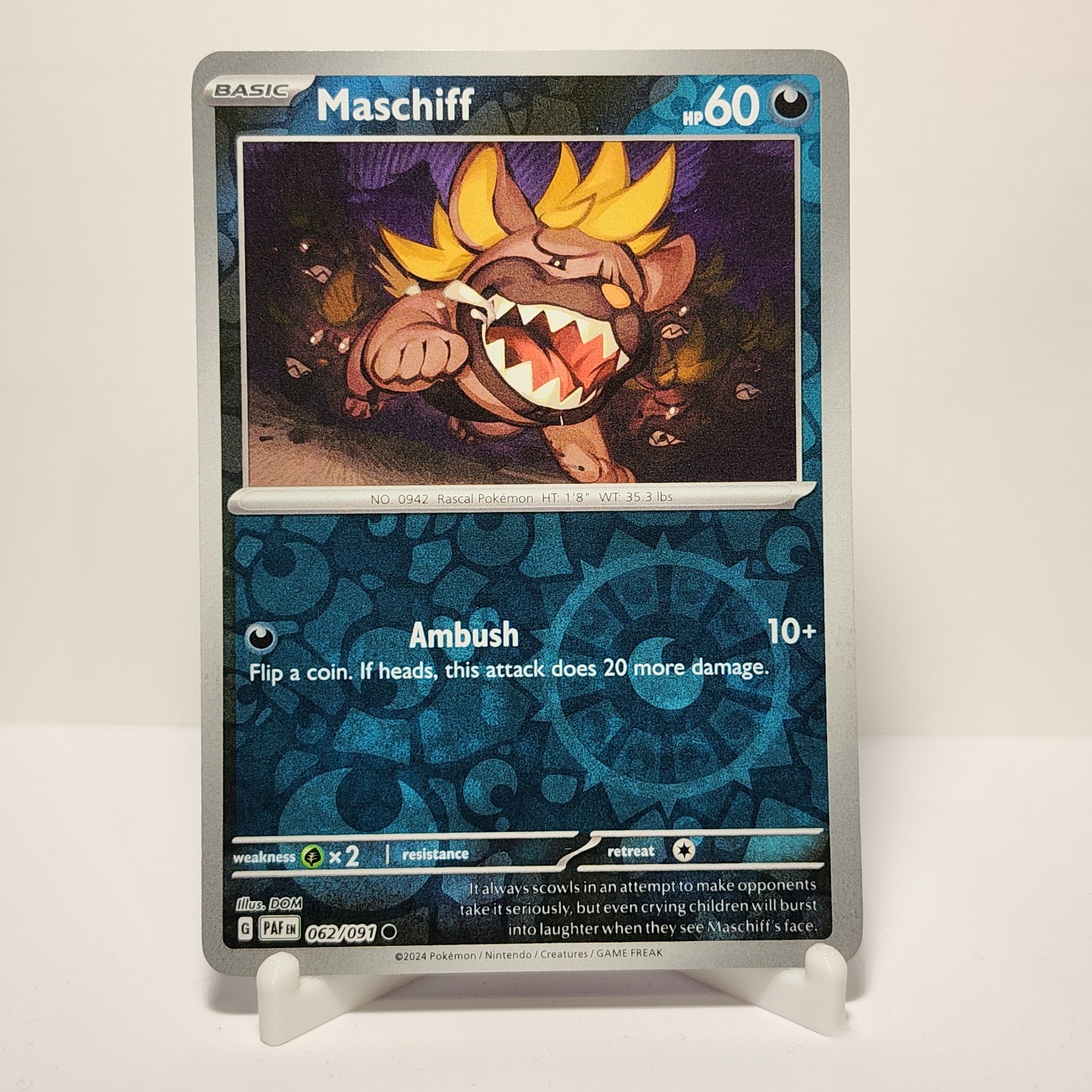 Pokemon - Maschiff - 062/091  - Reverse Holo - Paldean Fates  - NM/M - NEW