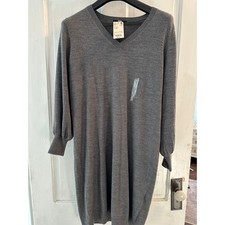 UNIQLO Women Merino Blend V Neck Gray Sweater Dress Size L