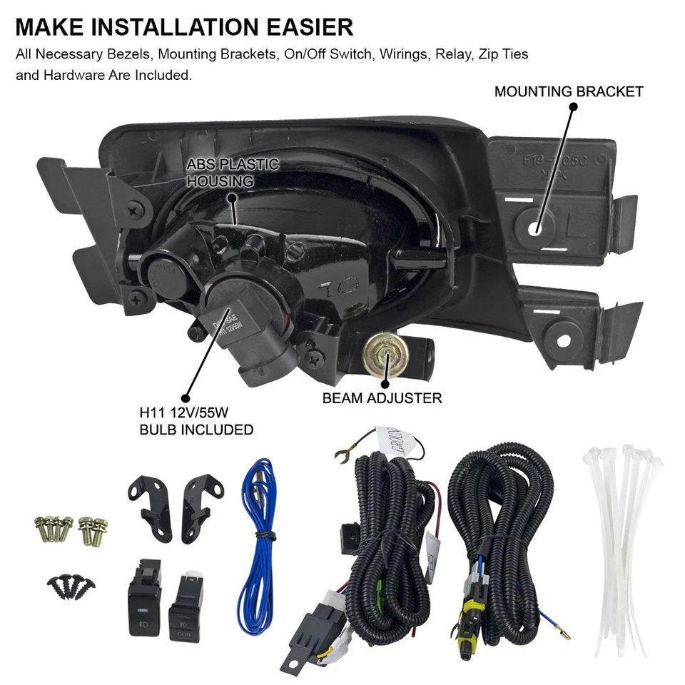 Fits 2003-2005 Honda Accord 4Dr Sedan Clear Driving Fog Lights Lamp+Wiring 03-05 Foto 4 de 4