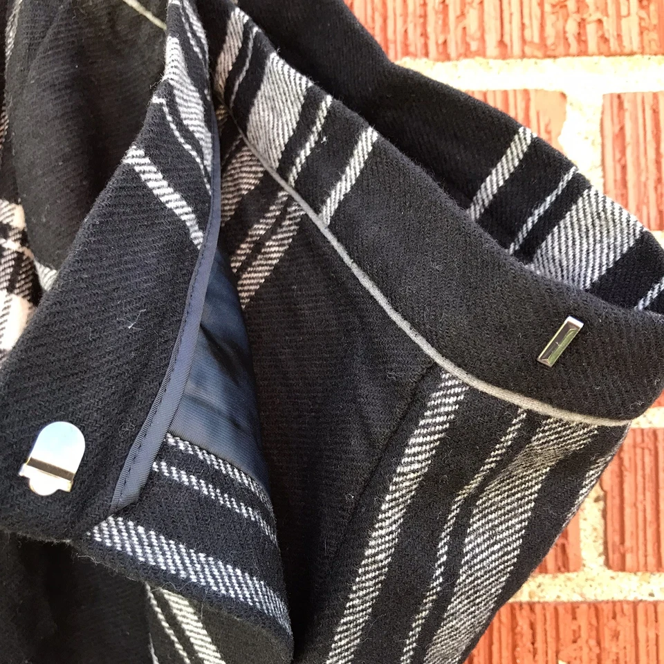 Falda envolvente recta Liz Claiborne para mujer negra blanca a cuadros mezcla de lana talla 10 Foto 4 de 4