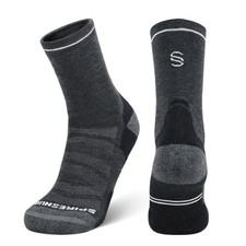 Thermal Merino Wool Hiking Socks for Men  Women, Full Cushion Large Grey