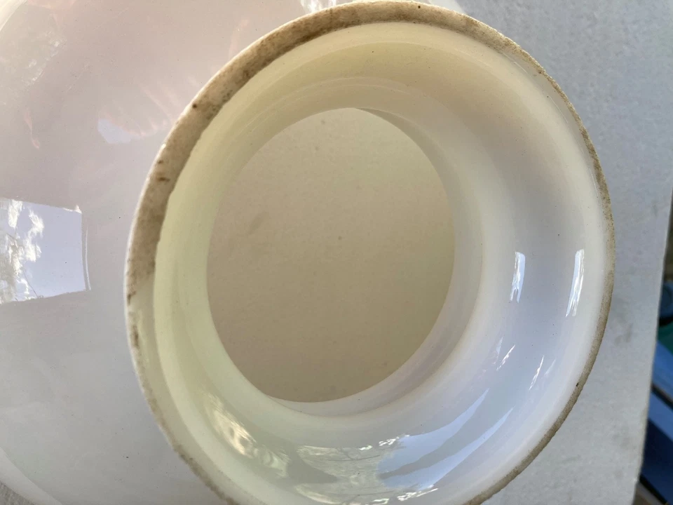 ANCIEN GLOBE OPALINE BLANCHE LUMINAIRE SUSPENSION - Photo 4/4