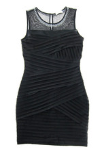 Calvin Klein Classic Black Layered Stretch Beaded Neck Cocktail Party Dress 6