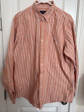 Polo Ralph Lauren Mens XL Classic Fit Button Down Orange Blue and White Stripe