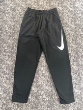 Nike Joggers Mens Size Large Black Big Swoosh Dri-FIT Sweatpants Gym Active
