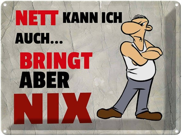 Blechschild 30X40 Cm Nett Kann Ich Auch Bringt Aber Nix Spruch Zitat Deko Gesche-image