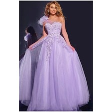 Lavender Purple Evening Dresses One shoulder Tulle Lace Embroidery Prom Dresses