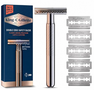 King C. Gillette Double Edge Safety Razor Rasierhobel + 5 Rasierklingen