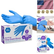 Blue Nitrile/Vinyl Blend Exam Gloves - Powder-Free, Latex-Free, Large 100 Count