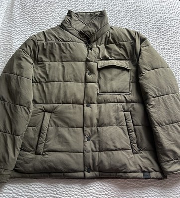 Michael Kors Men's Quilted Puffer Jacket Olive Green Snap Button Size XL