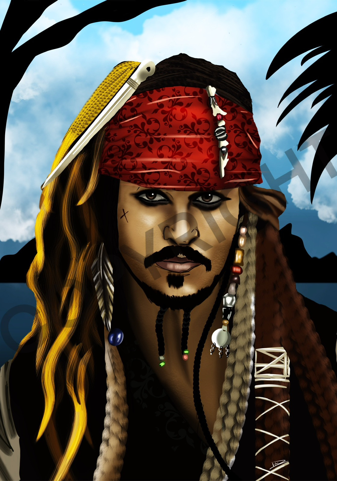 Pirates des Caraïbes illustration affiche cinéma dessin numérique imprimé A4