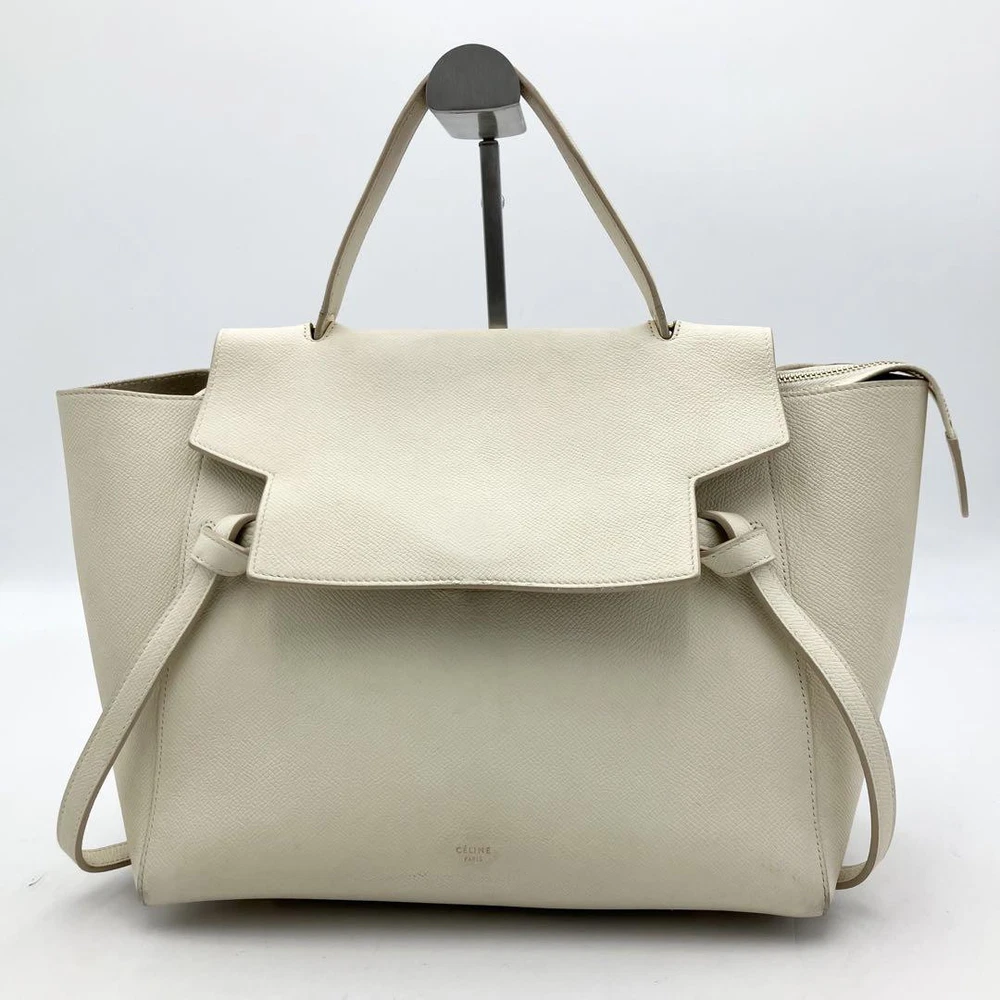 CELINE  Belt Bag White Leather Used Excellent Condition