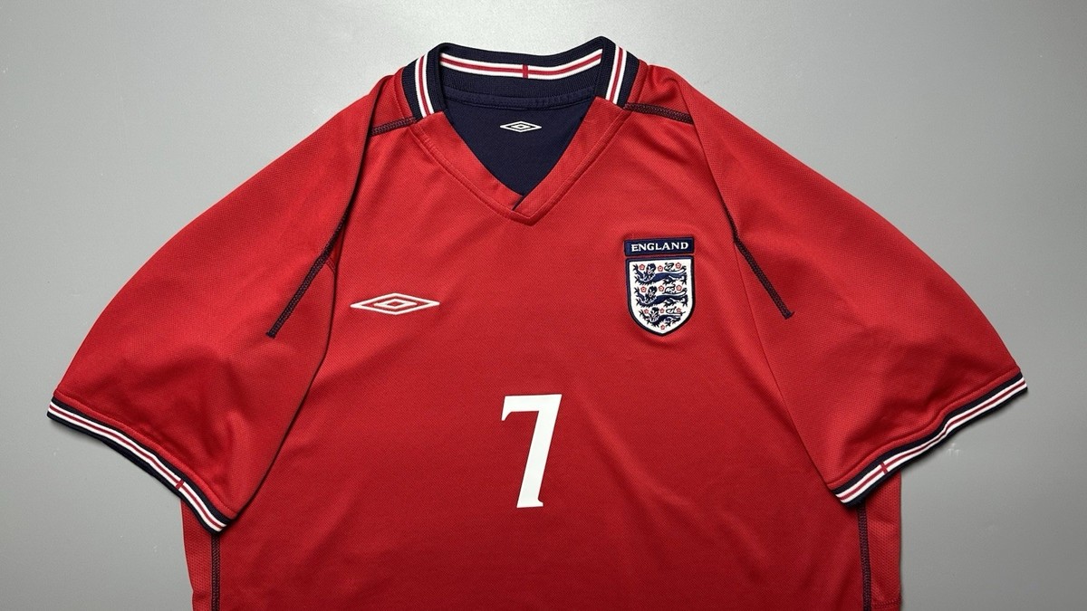 ENGLAND UMBRO 2002 WORLD CUP FOOTBALL SOCCER AWAY JERSEY #7