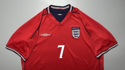 ENGLAND UMBRO 2002 WORLD CUP FOOTBALL SOCCER AWAY JERSEY #7