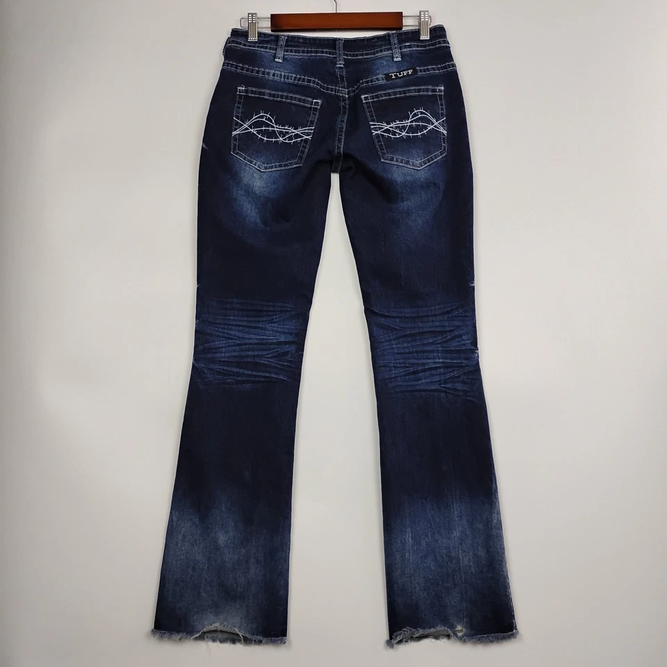 Женские джинсы Cowgirl Tuff 27 синие Take A Dip Bootcut Western Fray Hem эластичные - Изображение 2 из 4