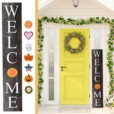 Extra Large 5FT Premium Wooden Interchangeable Welcome Sign for Front Door Po...