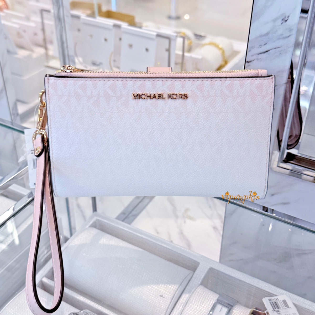 Michael Kors Jet Set Travel Double Zip Wristlet Wallet MK Logo