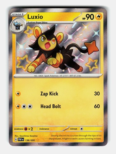 Luxio 136/091 Shiny Rare Paldean Fates Pokemon Holo Near Mint